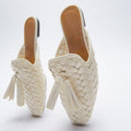 Hand-Woven Square Toe Slippers