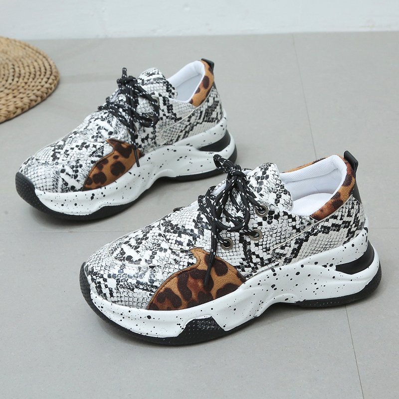 Leopard Print Lace Up Sports Sneakers