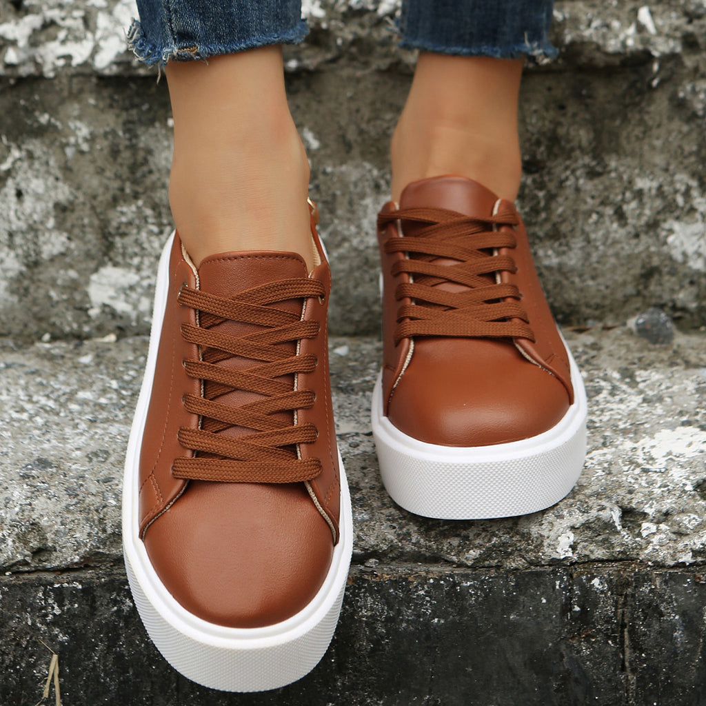 Flat Heeled Chain Lace Up Sneakers