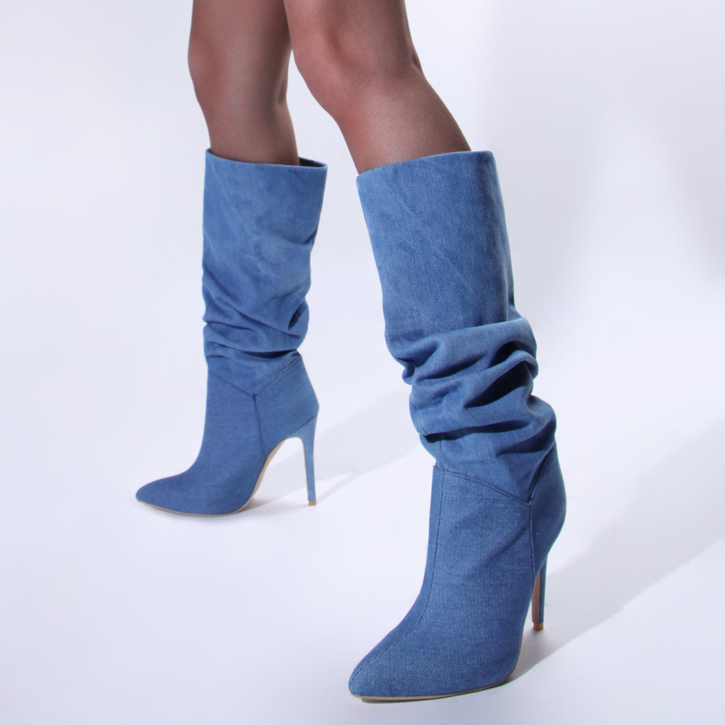Blue Behavior | Slouch Stiletto Boots