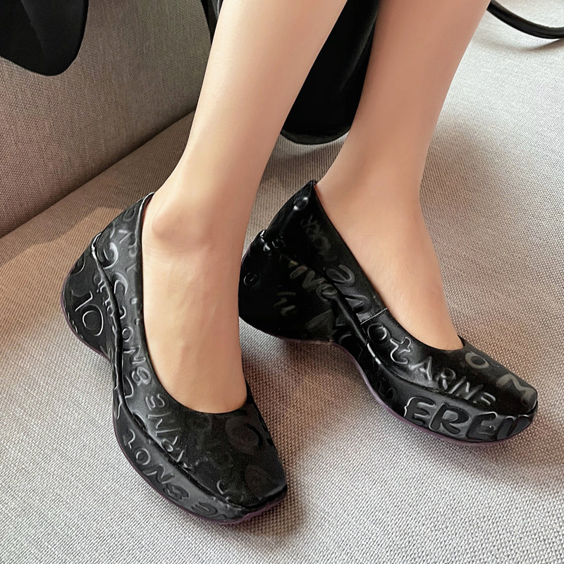 Bold Platform Square-Toe Flats