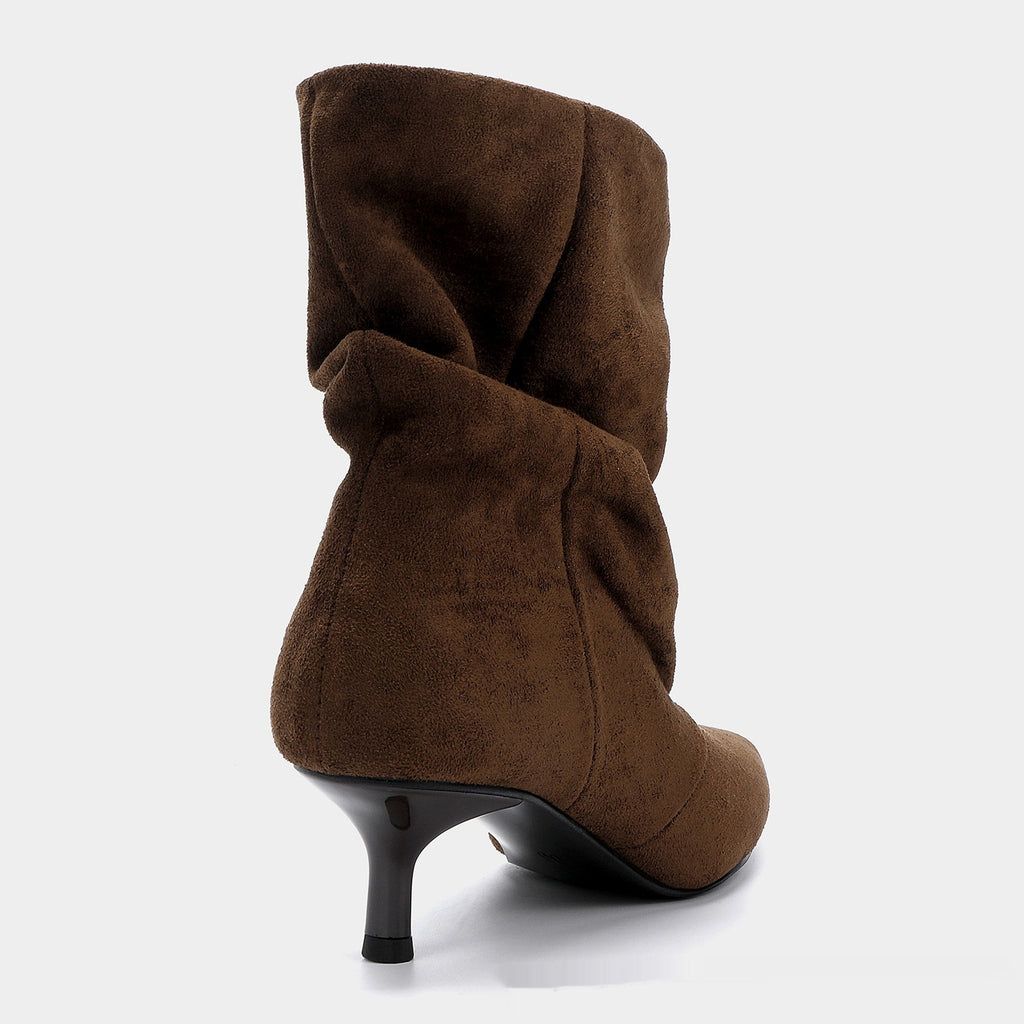 Brown Ambition | Slouch Kitten Heel Ankle Boots