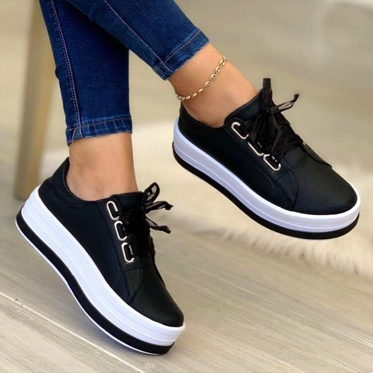 Cross-Strap Ribbon Platform Sneakers