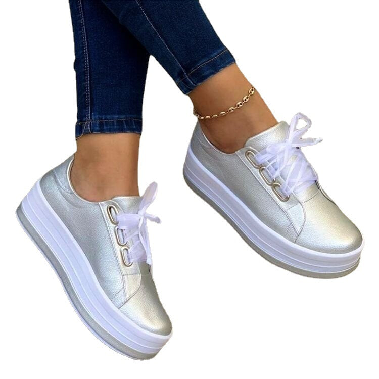 Cross-Strap Ribbon Platform Sneakers