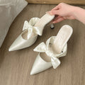 French Bow Pointed-Toe Slip-On Heels