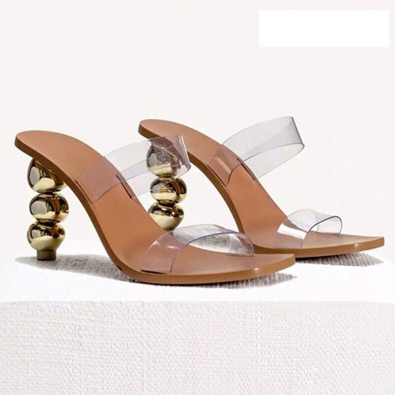 Gold Ball Detail Platform Stiletto Sandals