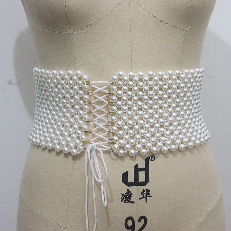 Handmade Beaded Elastic Waist Cincher Belt