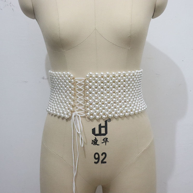 Handmade Beaded Elastic Waist Cincher Belt