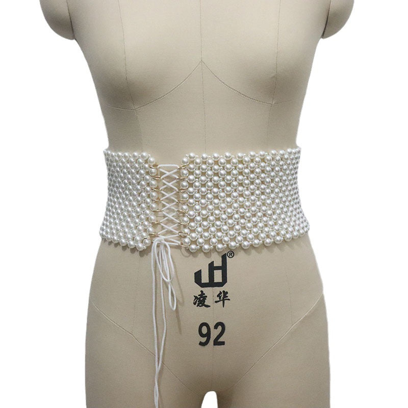 Handmade Beaded Elastic Waist Cincher Belt