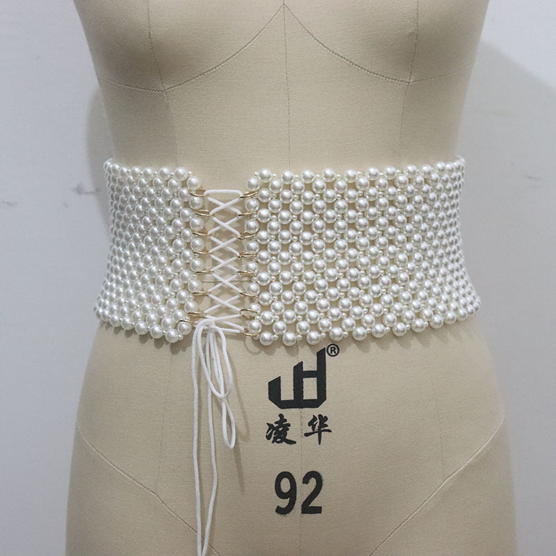 Handmade Beaded Elastic Waist Cincher Belt