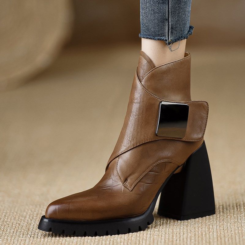 Hard To Handle | Buckle Block Heel Ankle Boots