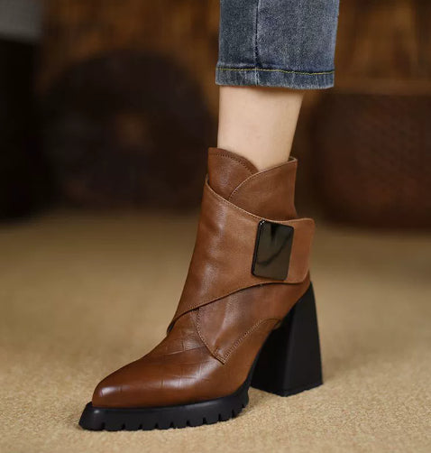 Hard To Handle | Buckle Block Heel Ankle Boots