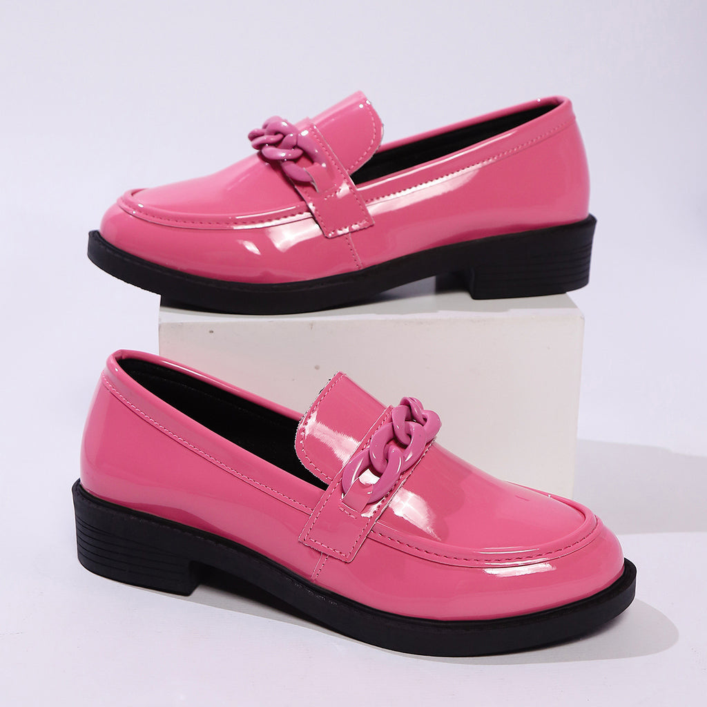 Patent Leather Platform Loafer Flats