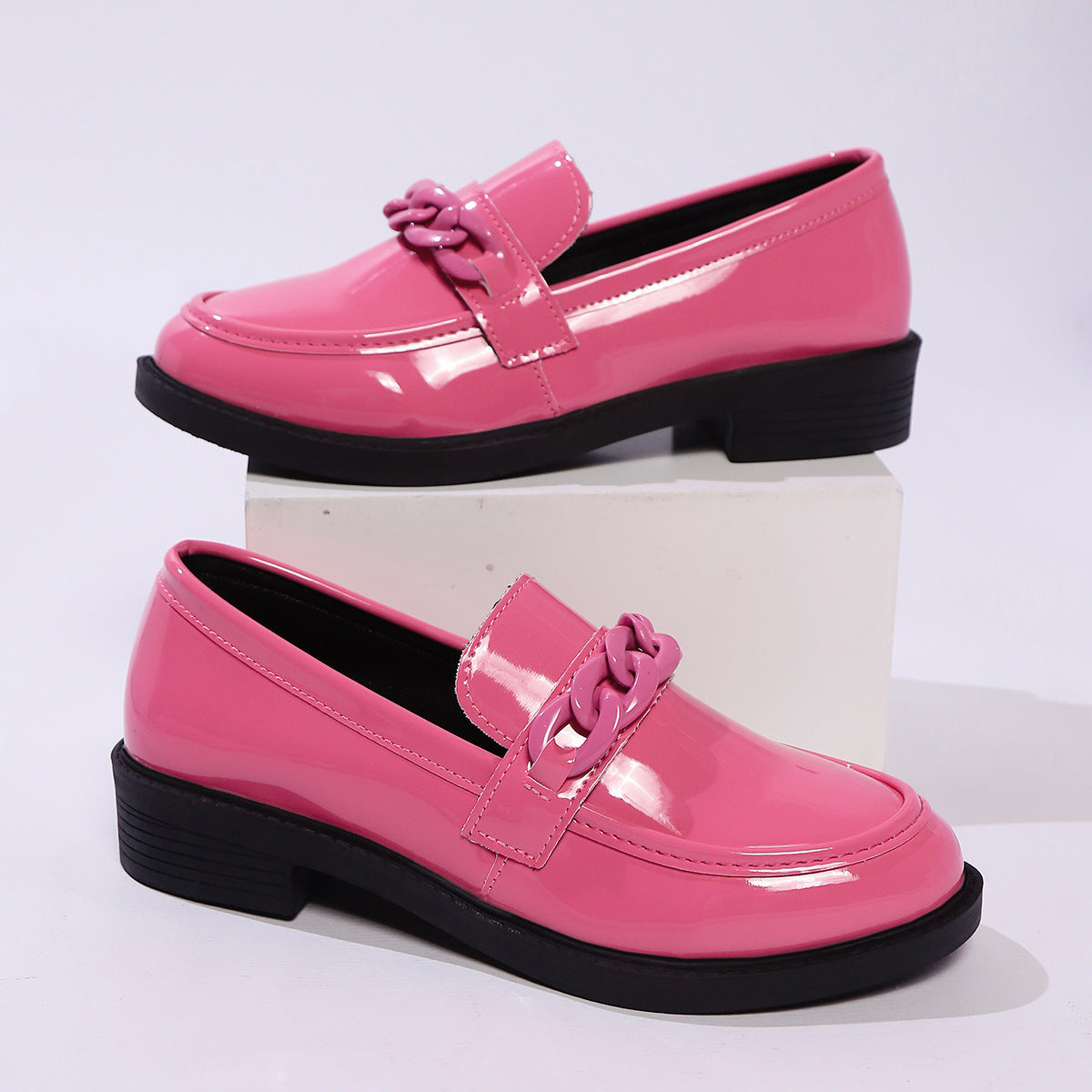 Patent Leather Platform Loafer Flats