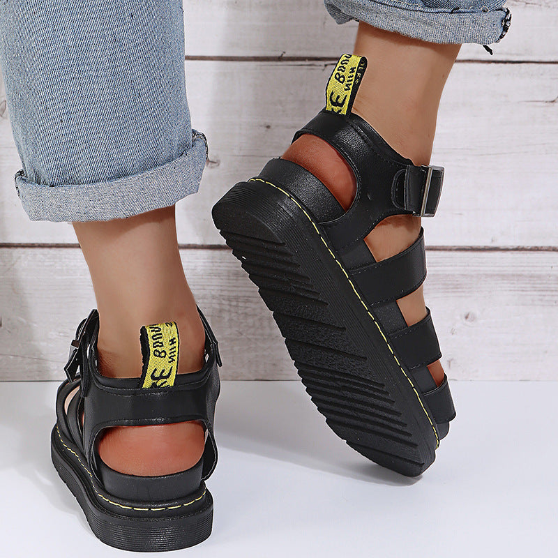 Peep Toe Platform Buckle Sandals