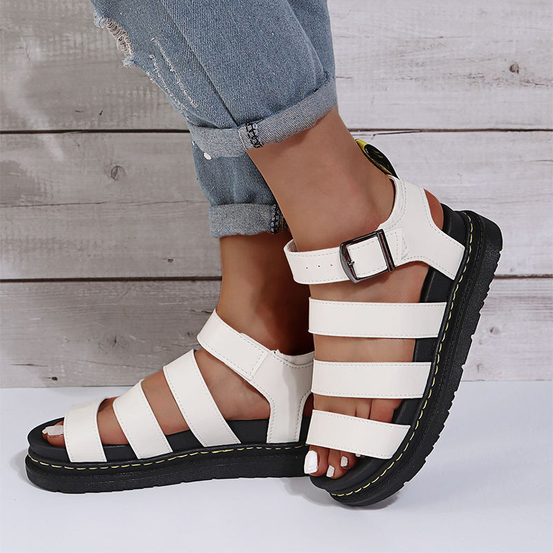 Peep Toe Platform Buckle Sandals