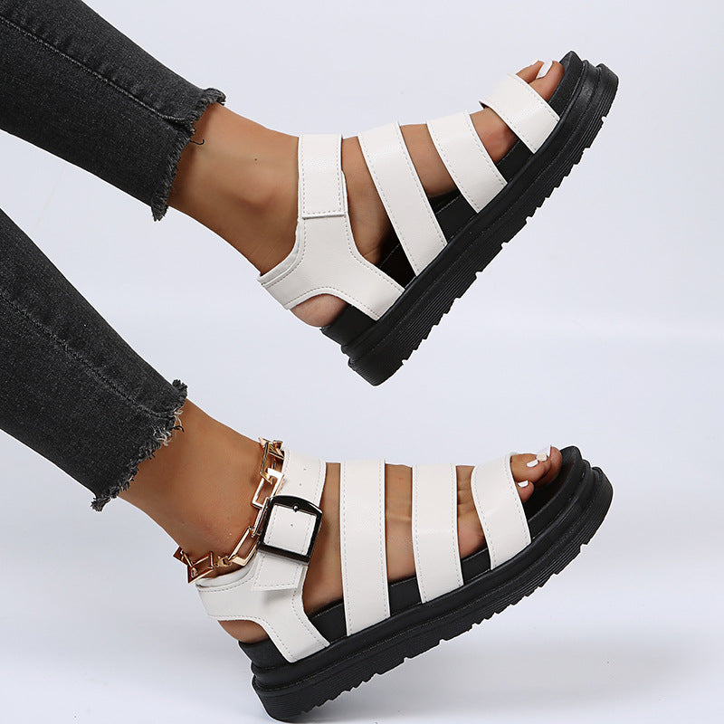 Peep Toe Platform Buckle Sandals