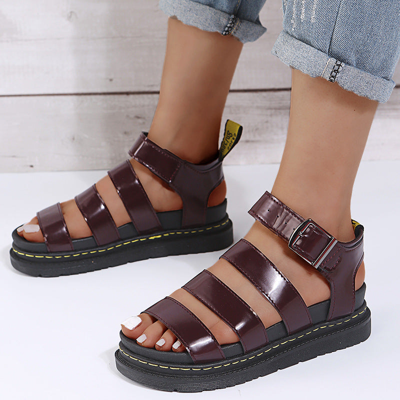 Peep Toe Platform Buckle Sandals