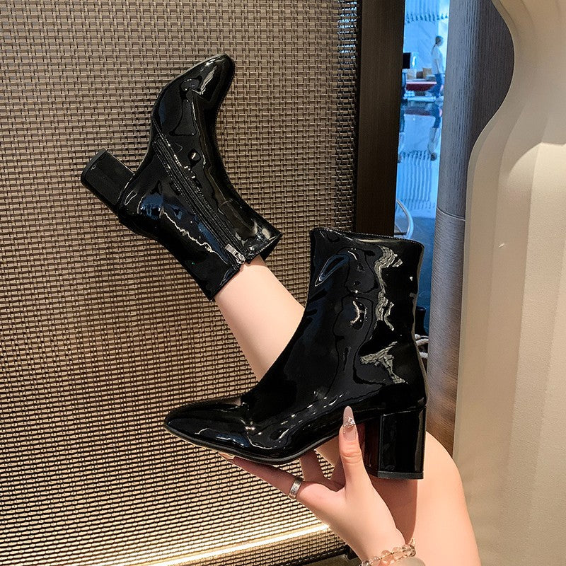 Pointed-Toe High-Heel Ankle Boots