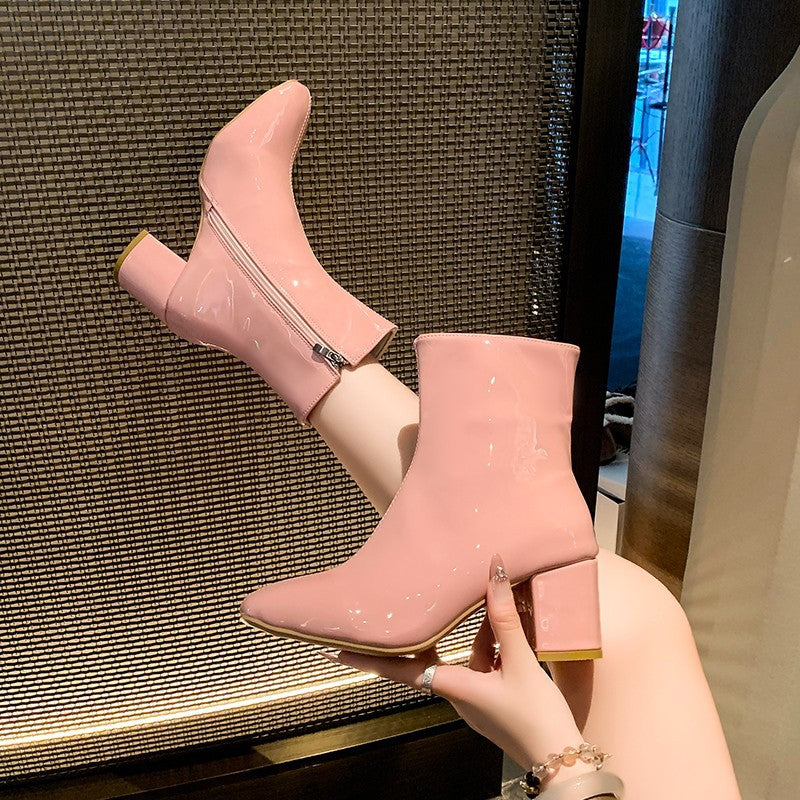 Pointed-Toe High-Heel Ankle Boots