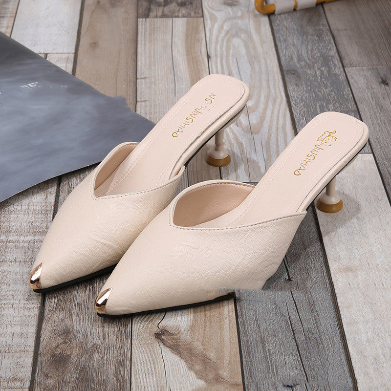 Pointed-Toe Stiletto Mule Heels