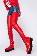 Red Rebellion | Thigh-High Combat Boots
