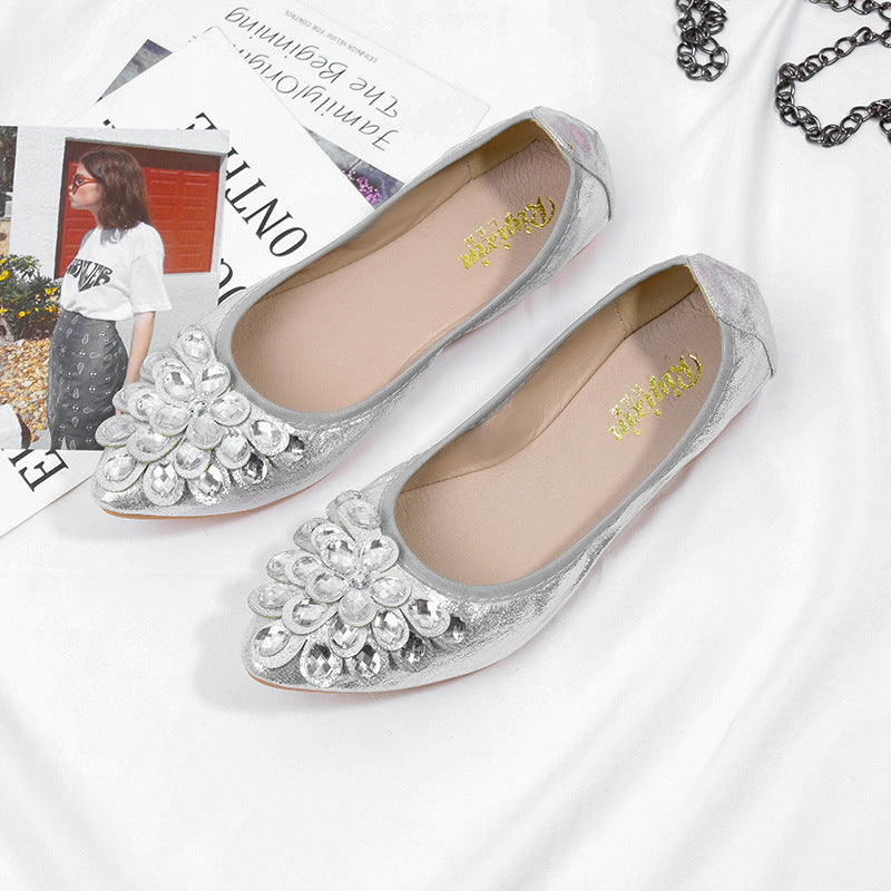 Rhinestone Pointed-Toe Ballerina Flats