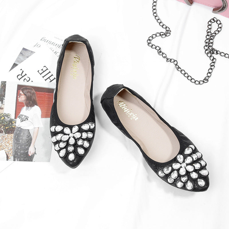 Rhinestone Pointed-Toe Ballerina Flats