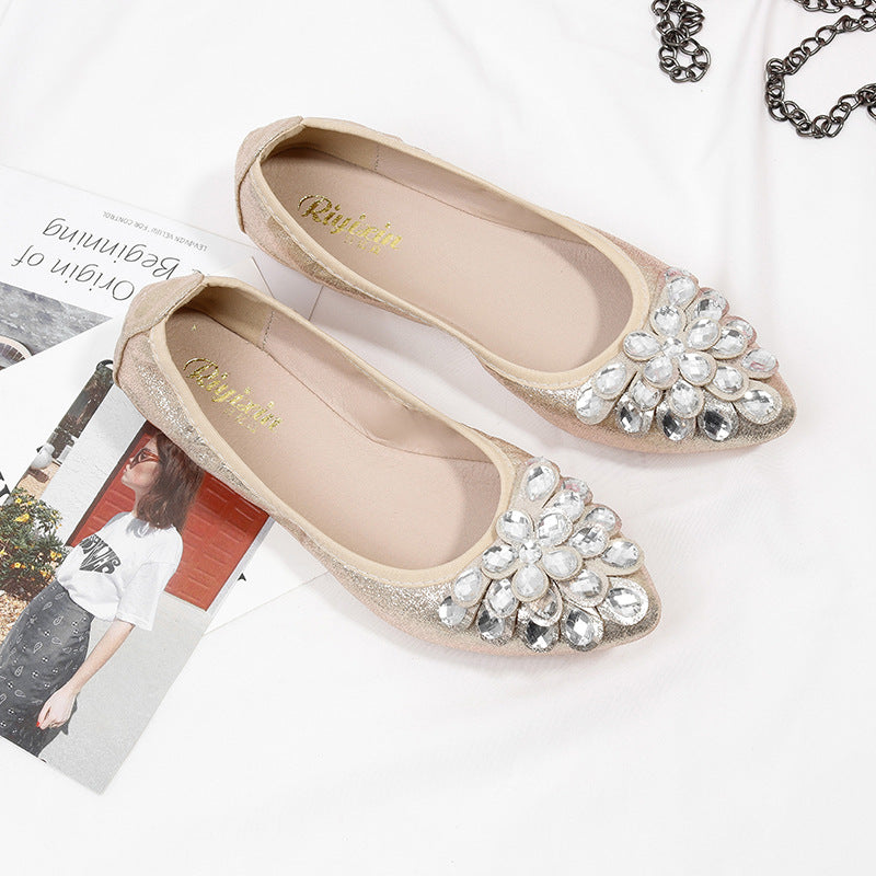 Rhinestone Pointed-Toe Ballerina Flats