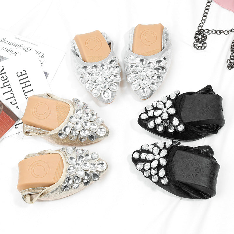 Rhinestone Pointed-Toe Ballerina Flats