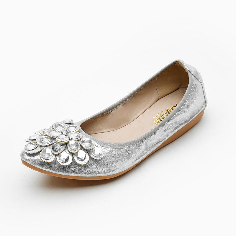Rhinestone Pointed-Toe Ballerina Flats