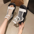 Round-Toe Knit Hollow Velcro Sandals