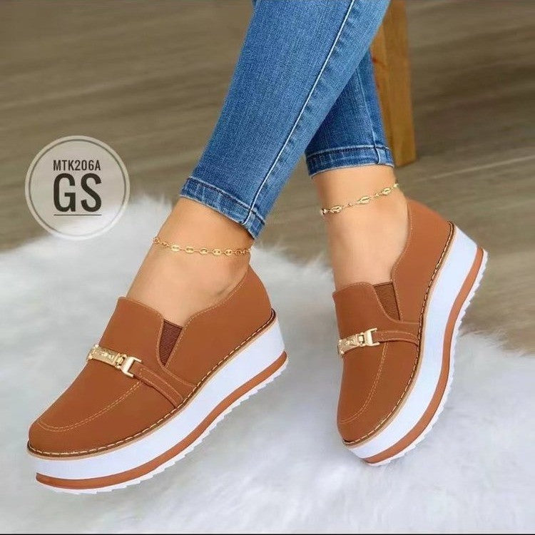 Round-Toe Platform Slip-On Sneakers