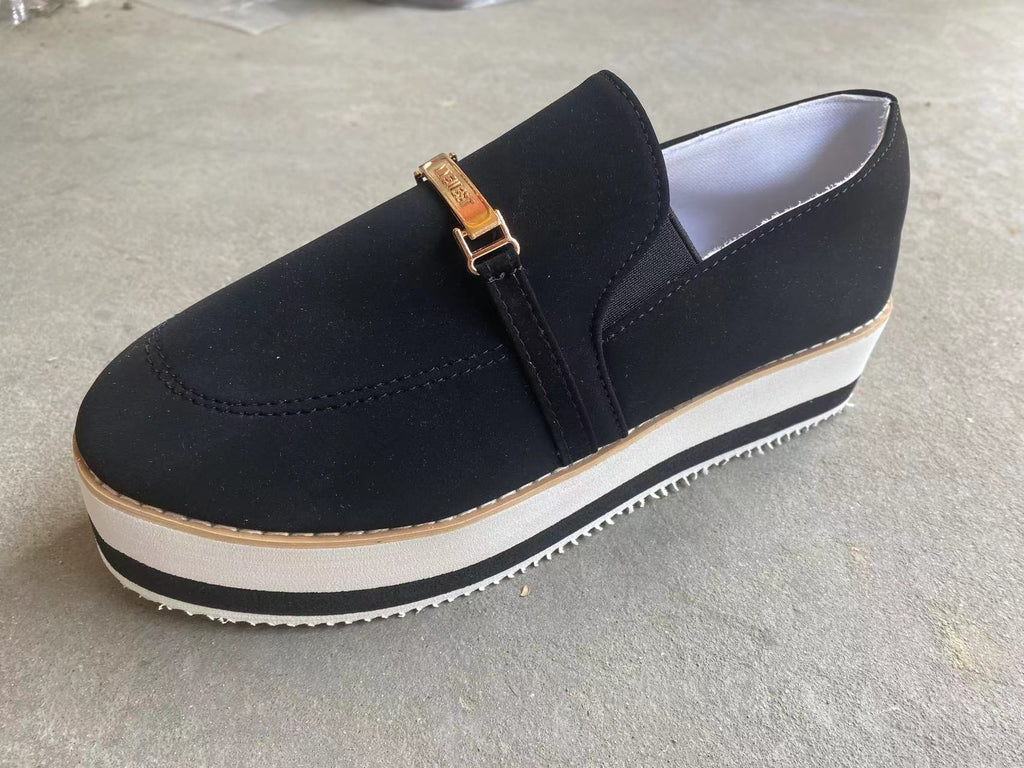 Round-Toe Platform Slip-On Sneakers