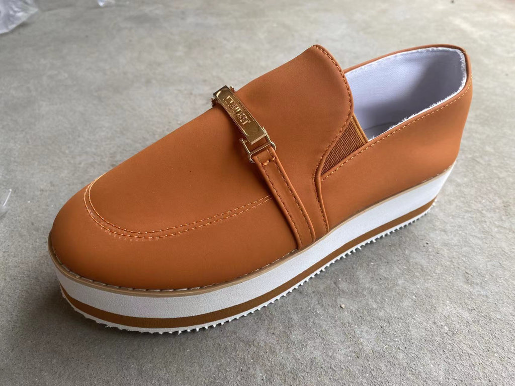 Round-Toe Platform Slip-On Sneakers
