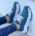Round Toe Wedge Lace Sneakers