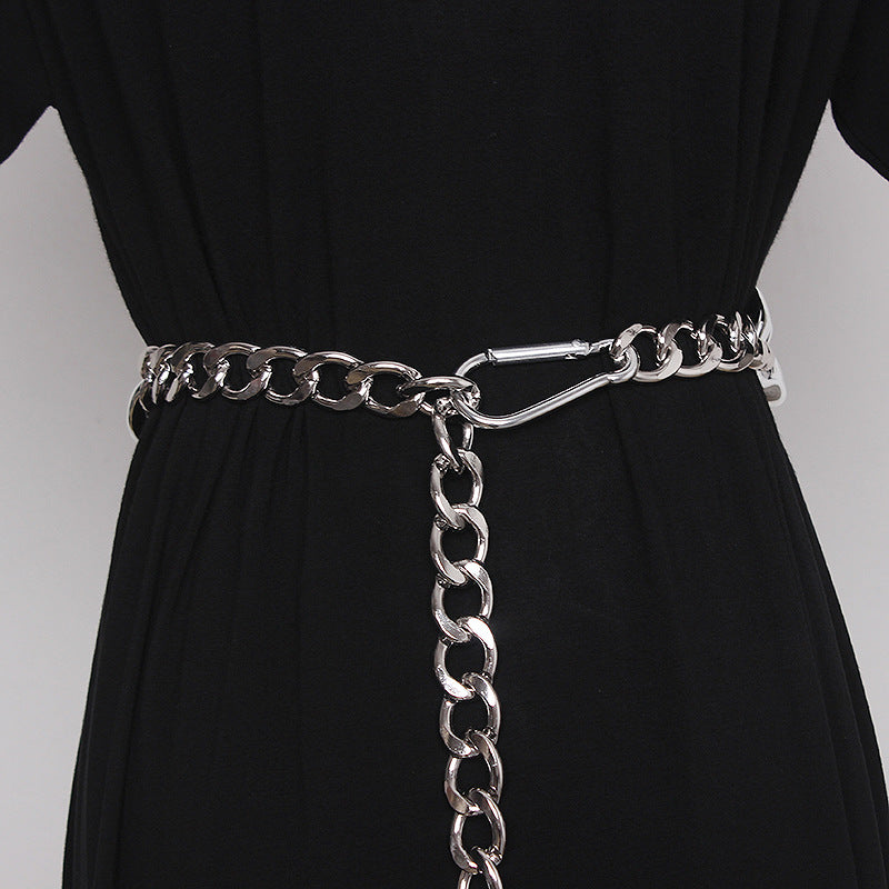 Silver Punk Chain Waist Belt