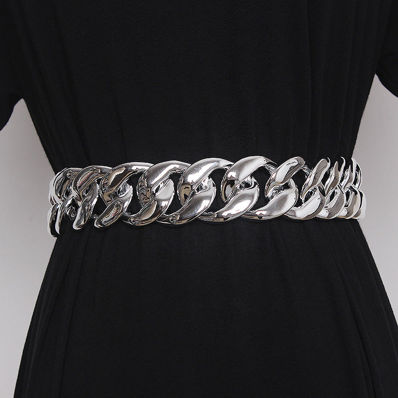 Silver Punk Chain Waist Belt