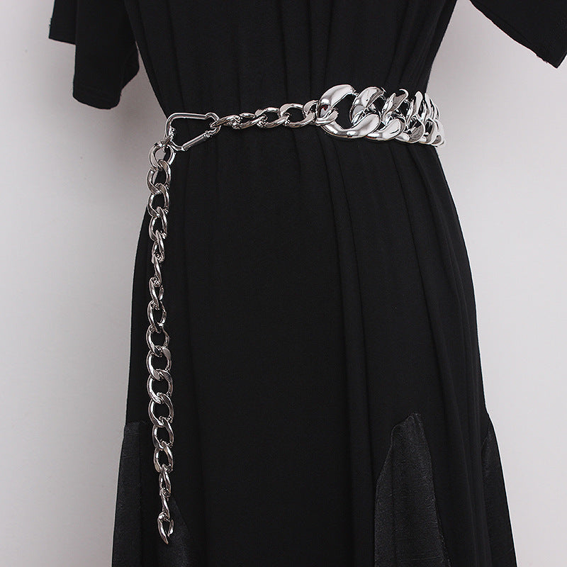 Silver Punk Chain Waist Belt
