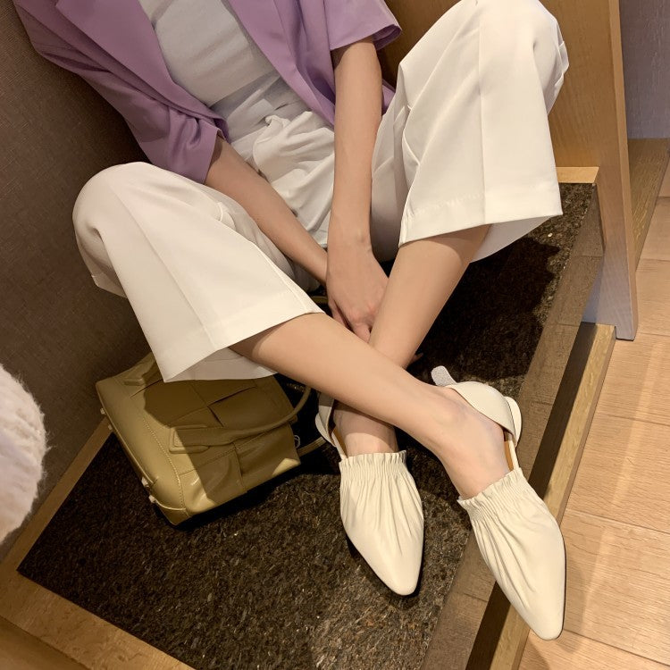 Square-Toe Cutout Leather Flats