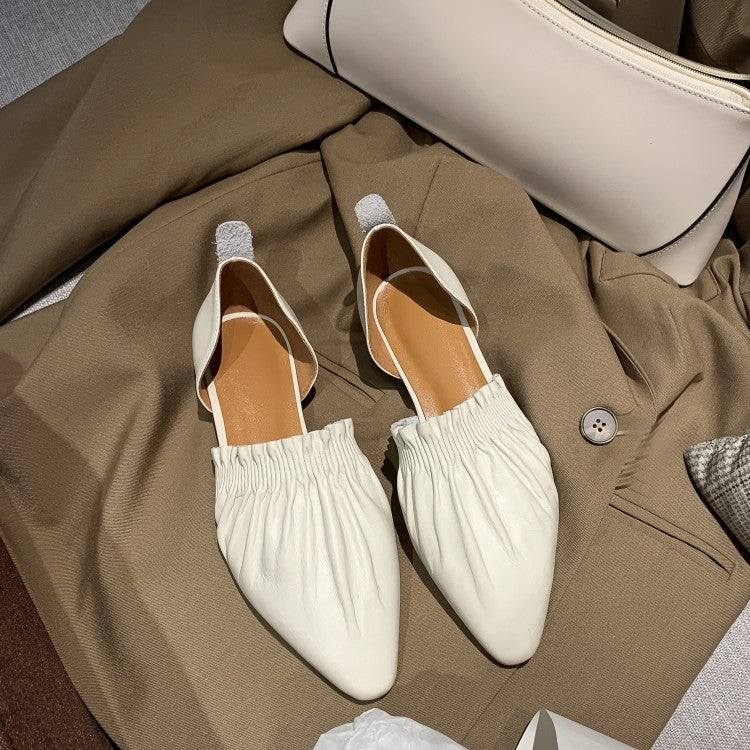 Square-Toe Cutout Leather Flats