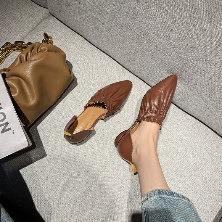Square-Toe Cutout Leather Flats