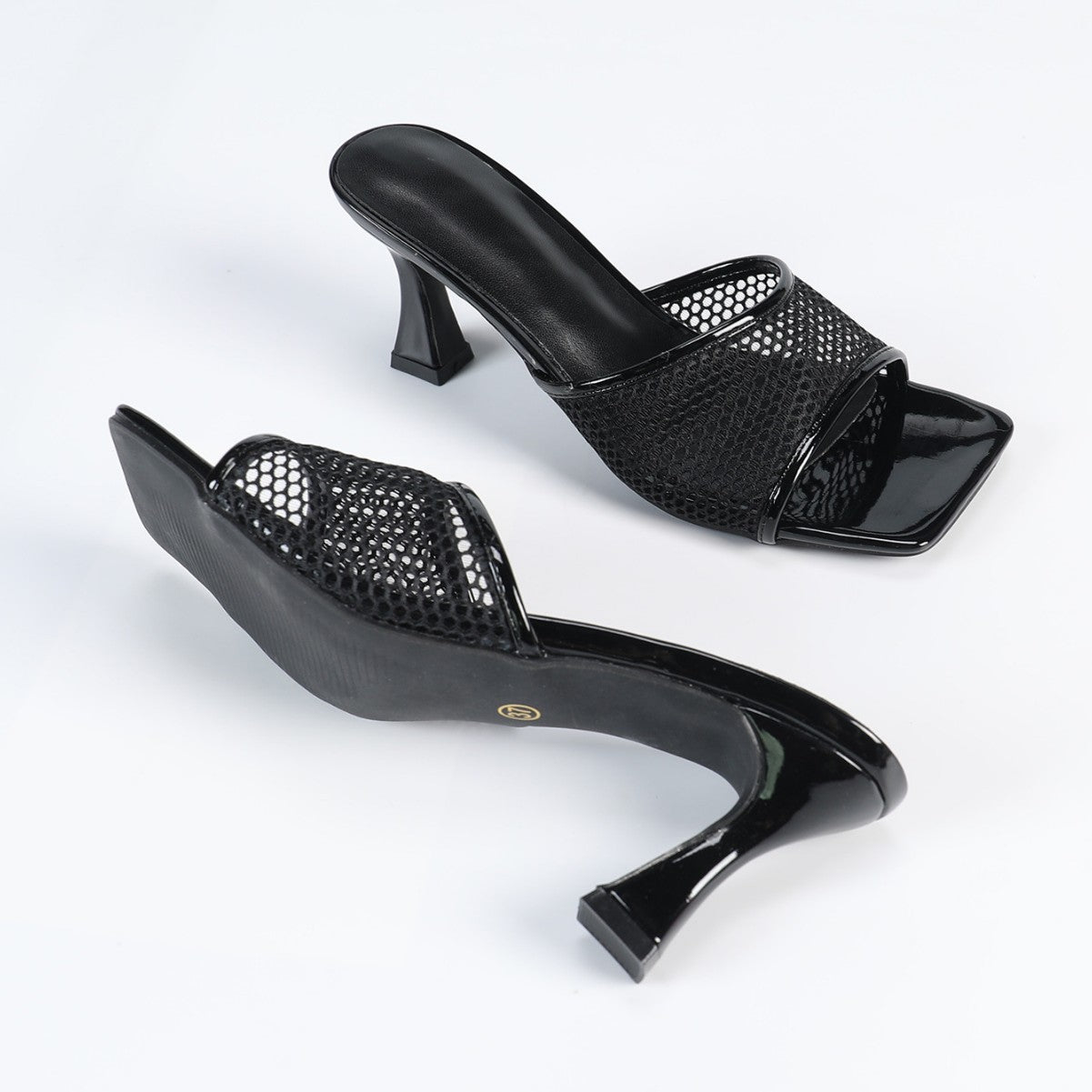 Square Toe Mesh High Heel Sandals