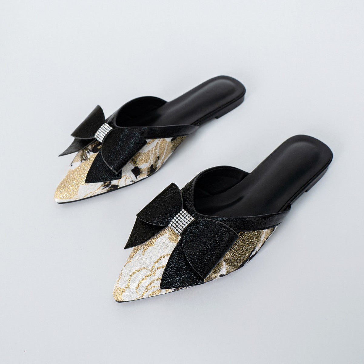 Top Bow Pointed-Toe Slippers