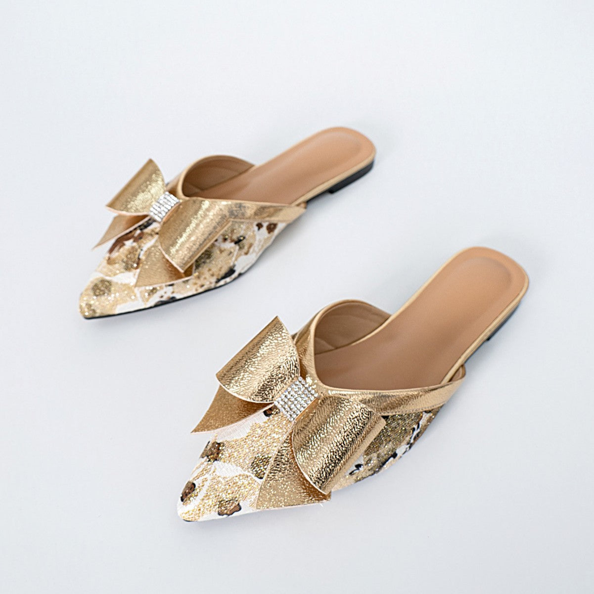 Top Bow Pointed-Toe Slippers
