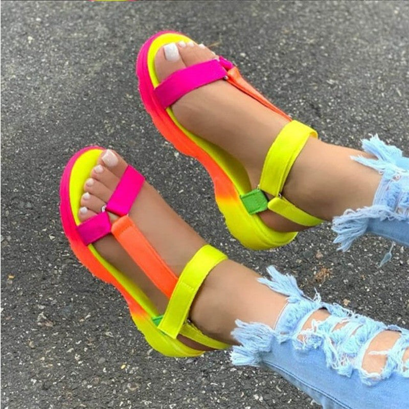 Velcro Strap Flat Sandals