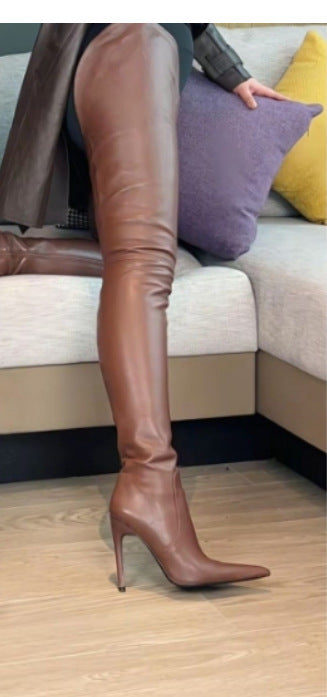 Wine After Dark | Thigh-High Stiletto Boots
