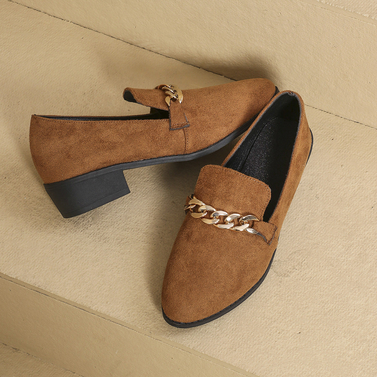 Pointed Toe Chain & Butterfly Embellished Slip-On Flats