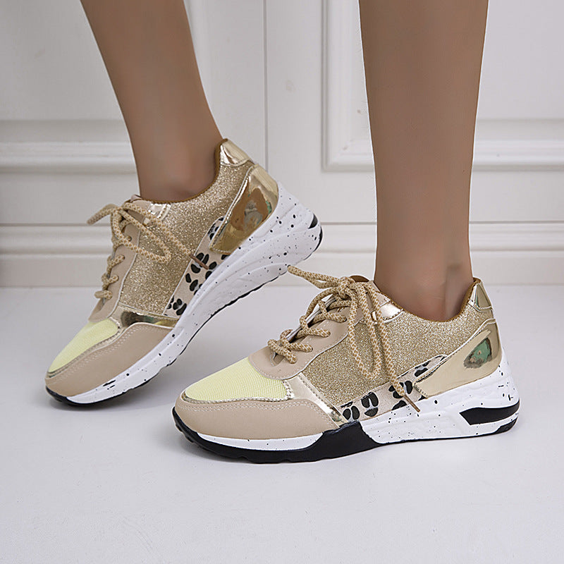 Lace Up Wedge Walking Sneakers