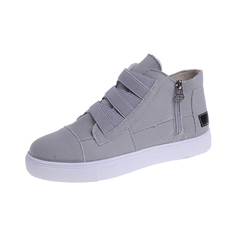 Side Zipper Canvas Wedge Walking Sneakers